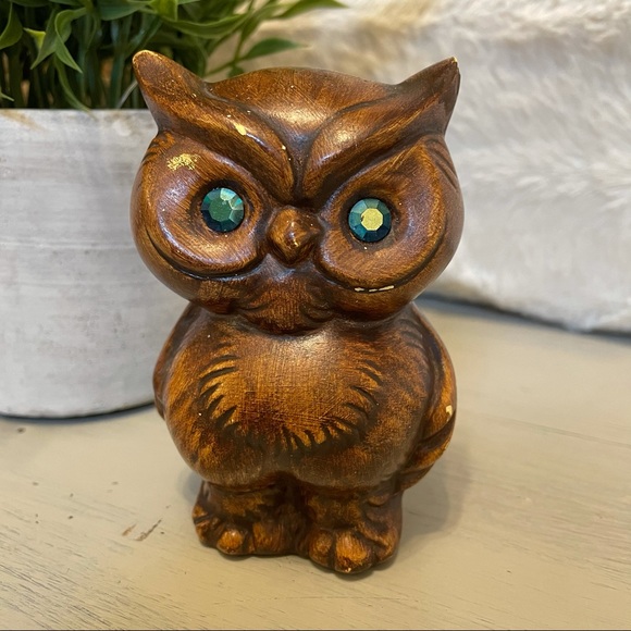 Vintage Wooden Owl Figurine - Picture 2 of 8